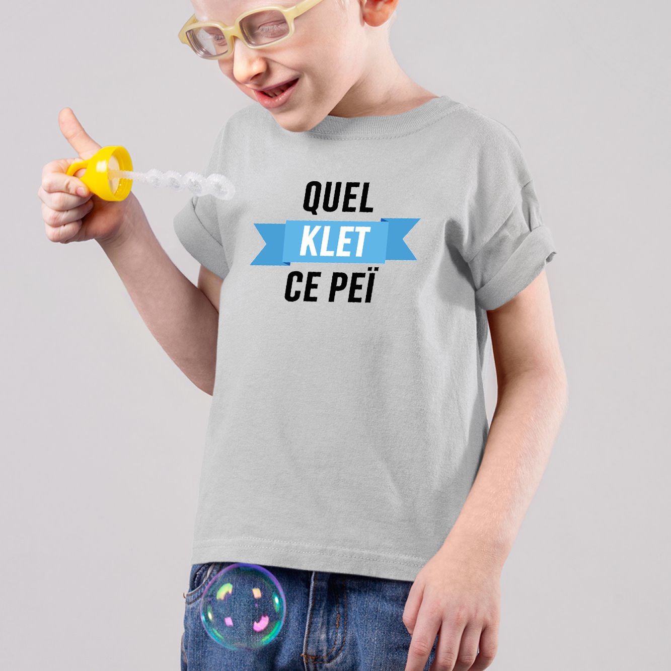 T-Shirt Enfant Quel klet ce peï Gris