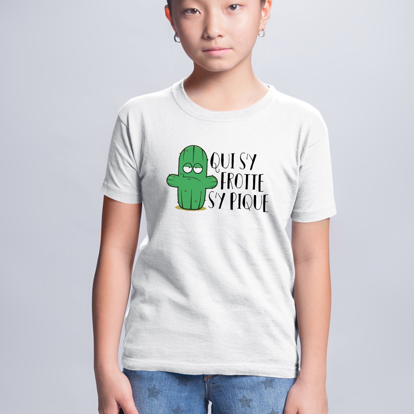 T-Shirt Enfant Qui s'y frotte s'y pique Blanc