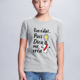 T-Shirt Enfant Rien n'allait puis Dieu me créa Gris