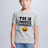 T-Shirt Enfant T'as la trouille citrouille Gris