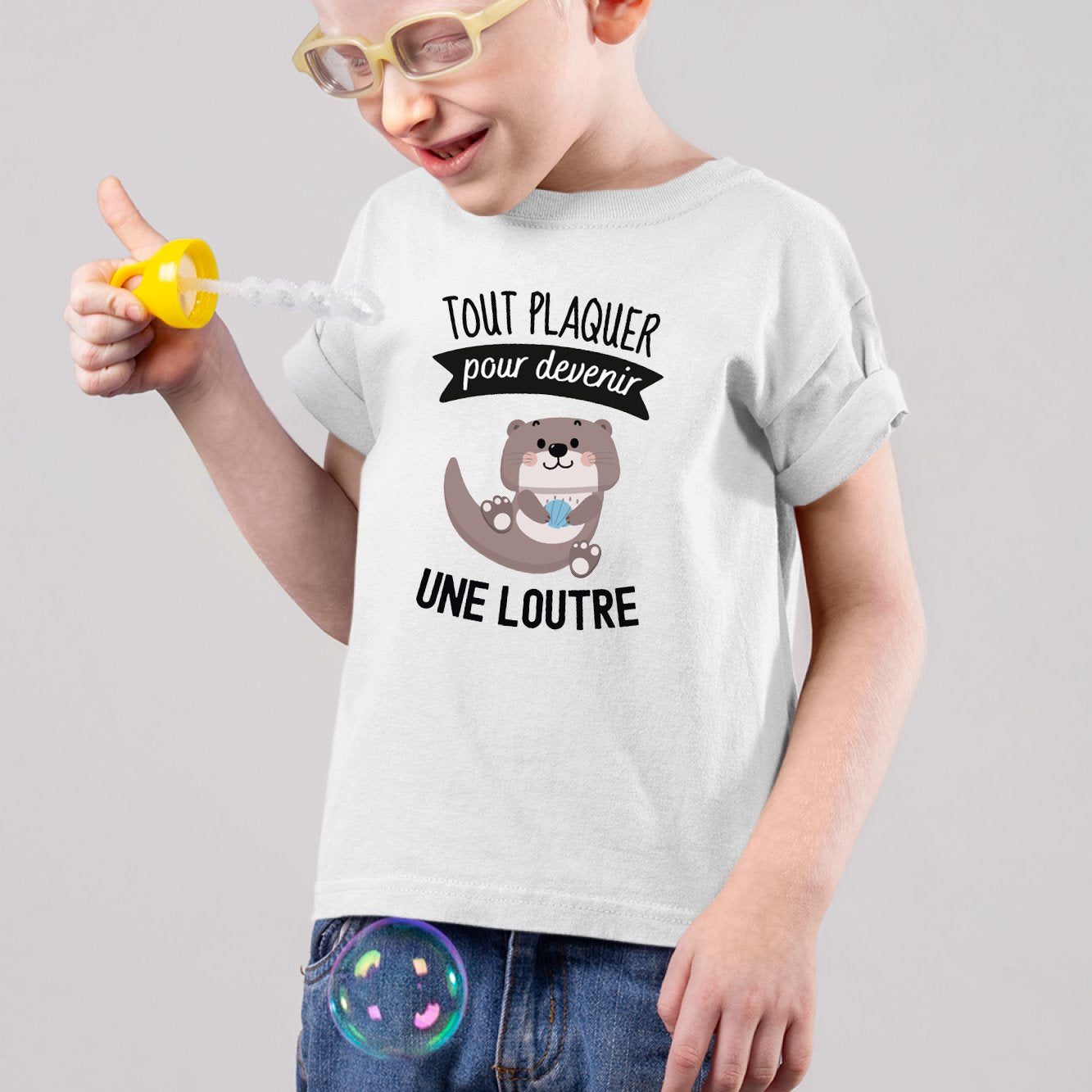 T-Shirt Enfant Tout plaquer pour devenir une loutre Blanc