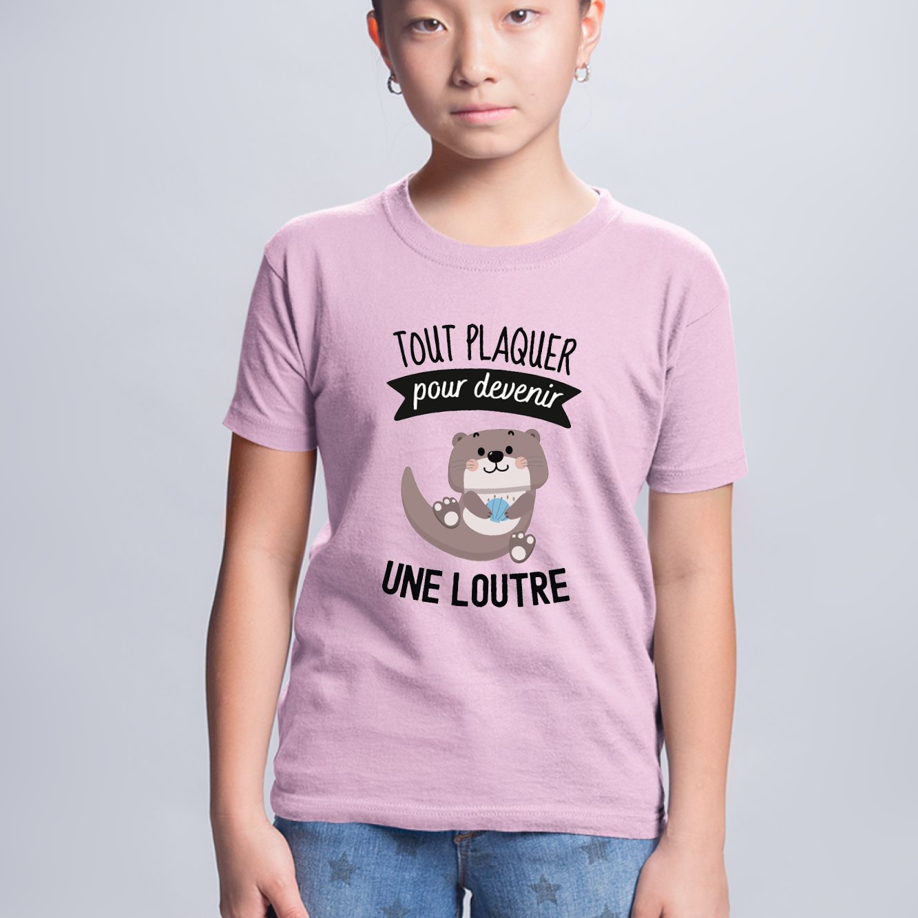 T-Shirt Enfant Tout plaquer pour devenir une loutre Rose