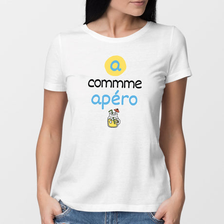 T-Shirt Femme A comme apéro Blanc