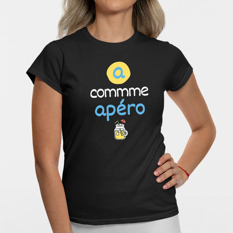 T-Shirt Femme A comme apéro Noir