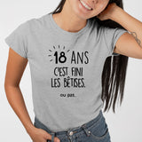 T-Shirt Femme Anniversaire 18 ans Gris