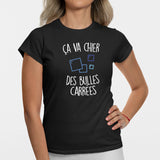 T-Shirt Femme Ça va chier des bulles carrées Noir