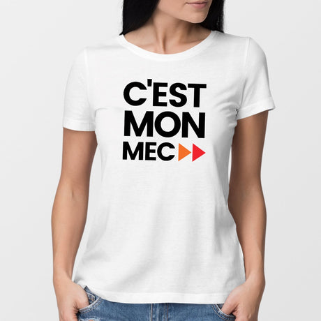 T-Shirt Femme C'est mon mec Blanc