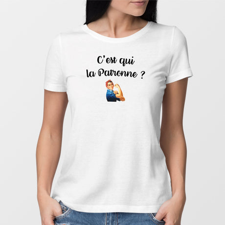 T-Shirt Femme C'est qui la patronne Blanc