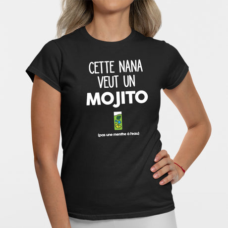 T-Shirt Femme Cette nana veut un mojito Noir