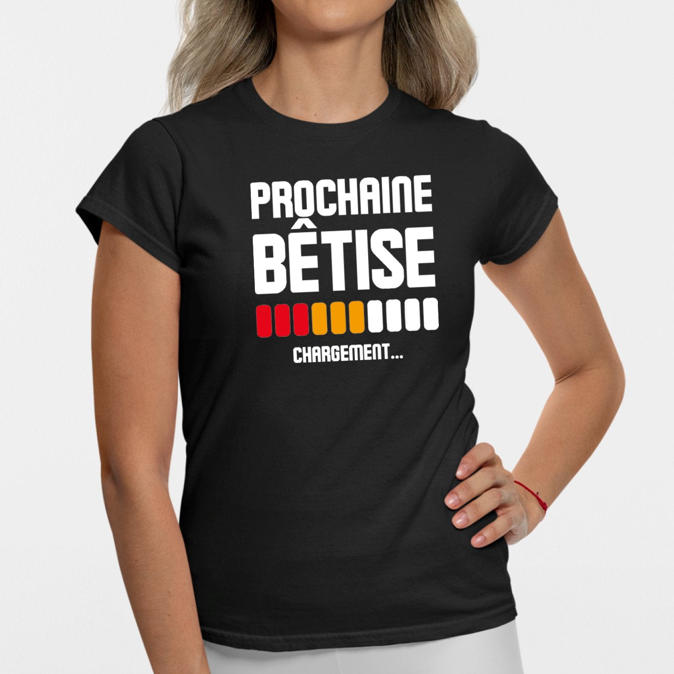 T-Shirt Femme Chargement prochaine bêtise Noir