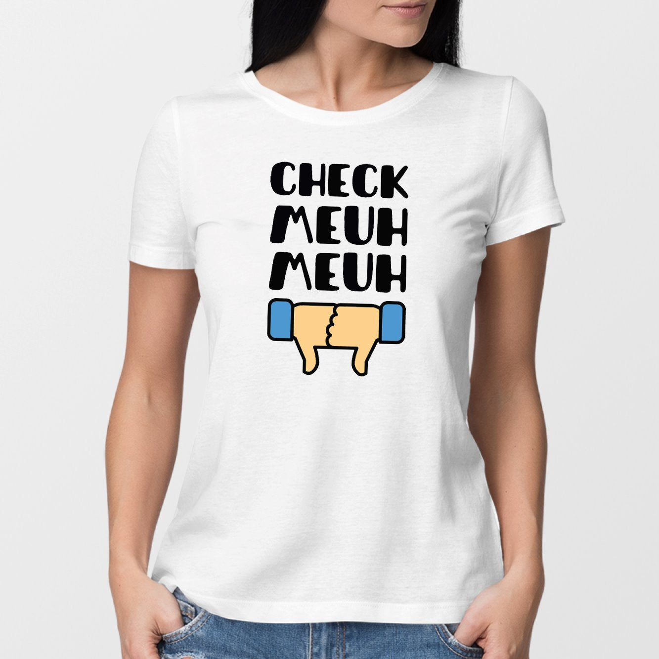 T-Shirt Femme Check meuh meuh Blanc