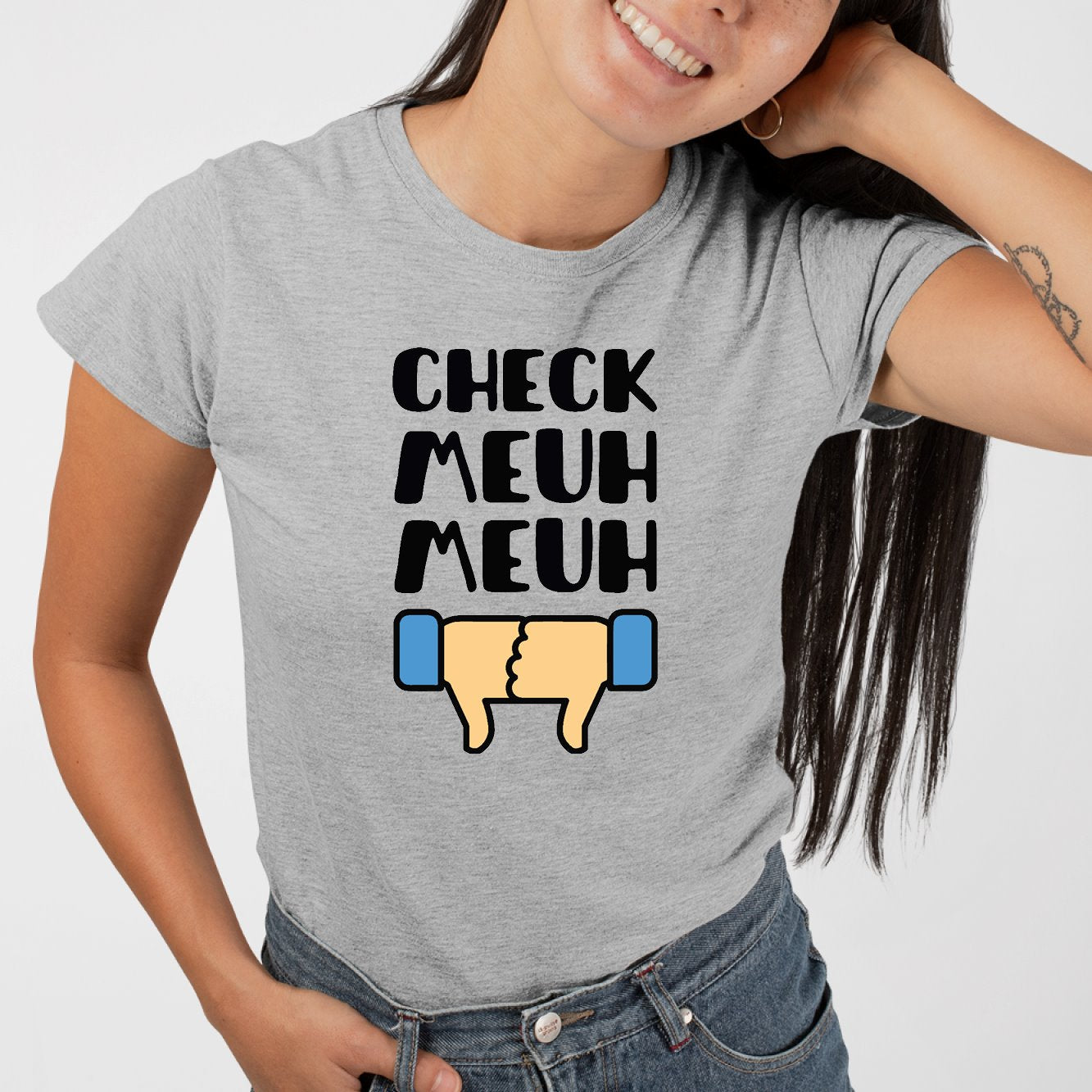 T-Shirt Femme Check meuh meuh Gris