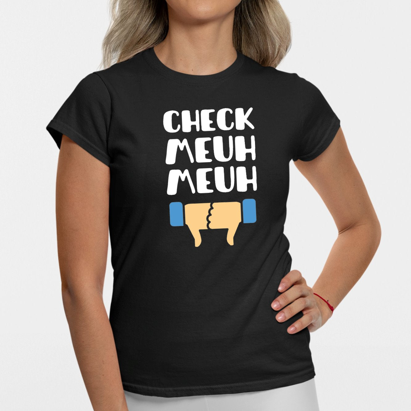 T-Shirt Femme Check meuh meuh Noir