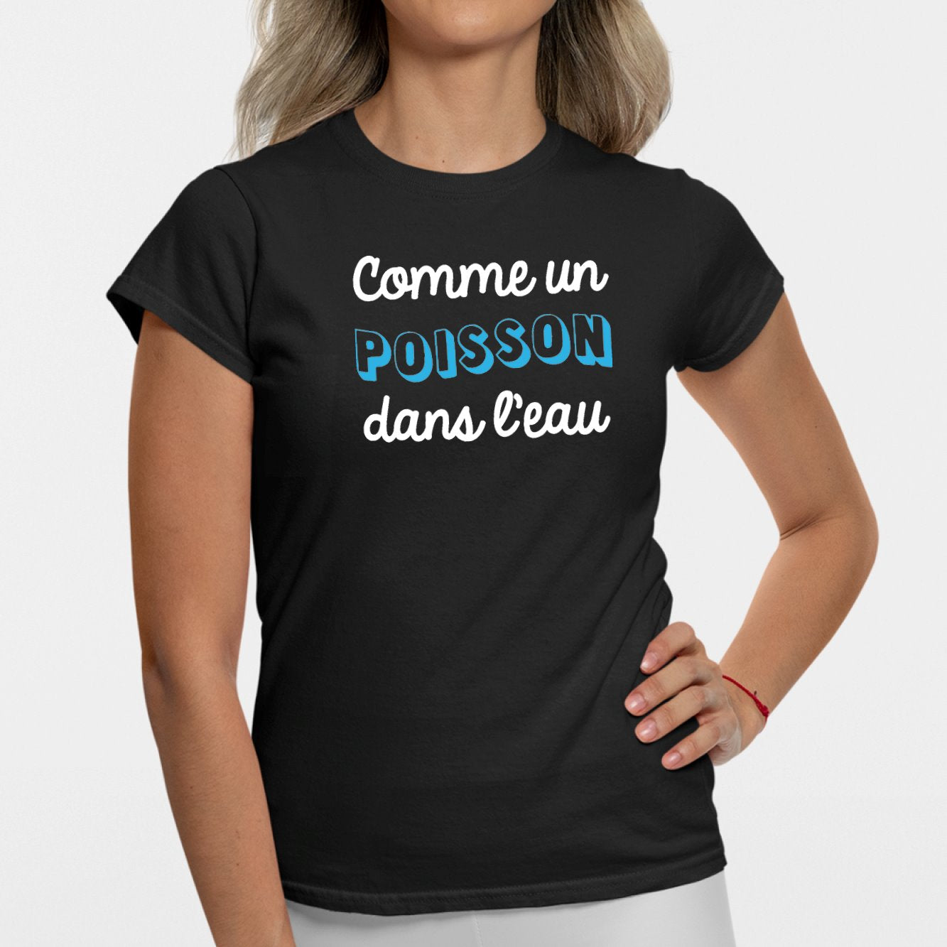 T-Shirt Femme Comme un poisson dans l'eau Noir