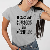 T-Shirt Femme Cousine qui déchire Gris