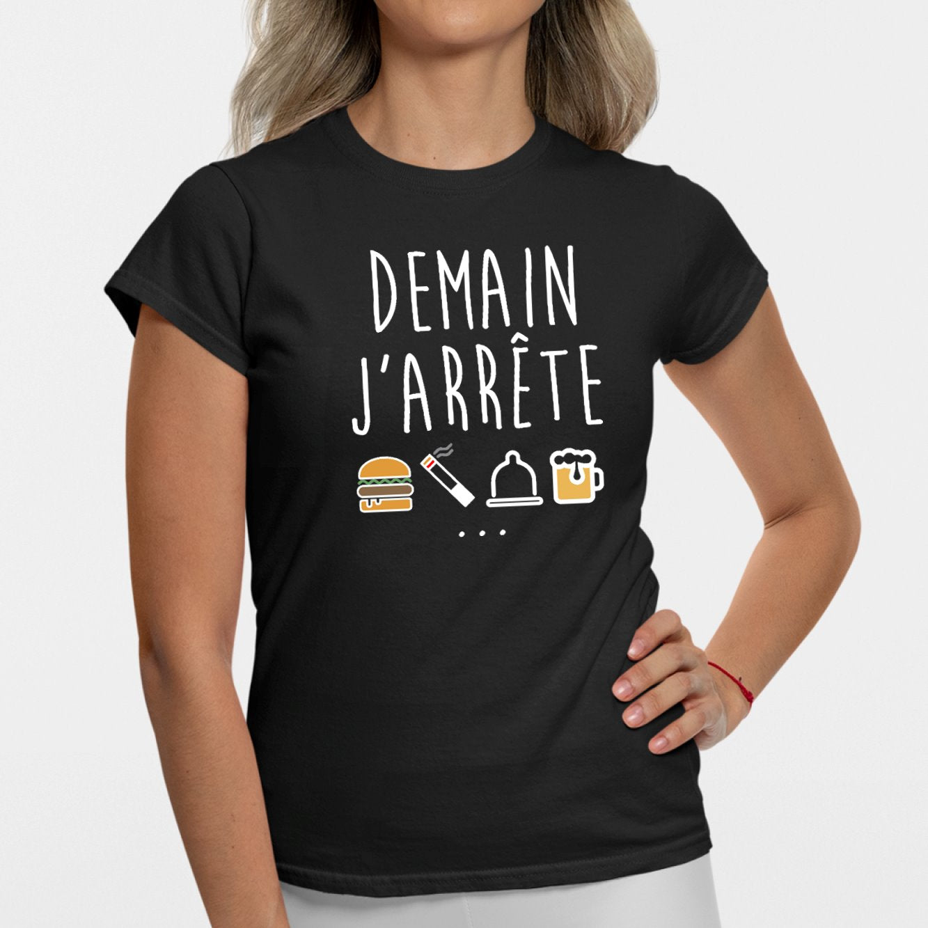 T-Shirt Femme Demain j'arrête Noir