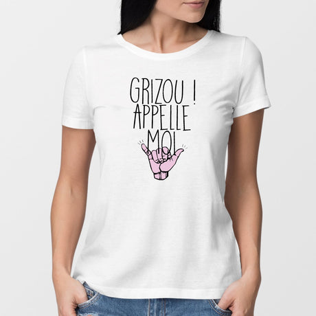 T-Shirt Femme Grizou appelle moi Blanc