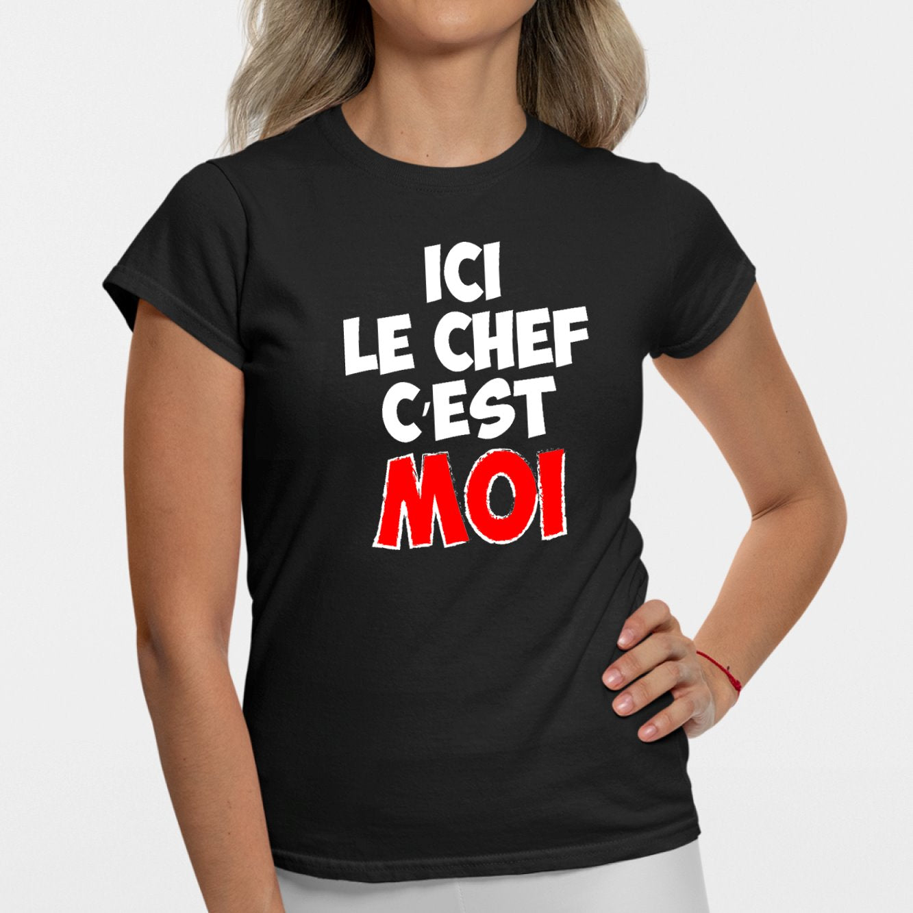 T-Shirt Femme Ici le chef c'est moi Noir