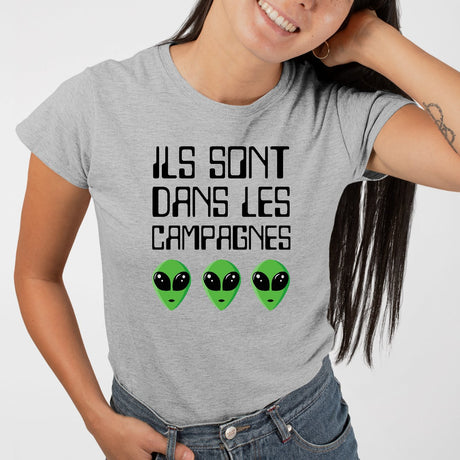 T-Shirt Femme Ils sont dans les campagnes Gris