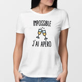 T-Shirt Femme Impossible j'ai apéro Blanc