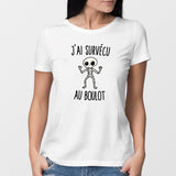 T-Shirt Femme J'ai survécu au boulot Blanc