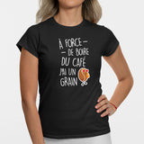 T-Shirt Femme J'ai un grain de café Noir