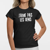 T-Shirt Femme J'aime pas les gens Noir