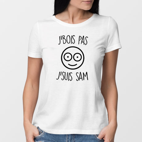 T-Shirt Femme J'bois pas j'suis Sam Blanc