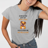 T-Shirt Femme Je bosse dur pour mon chien Gris