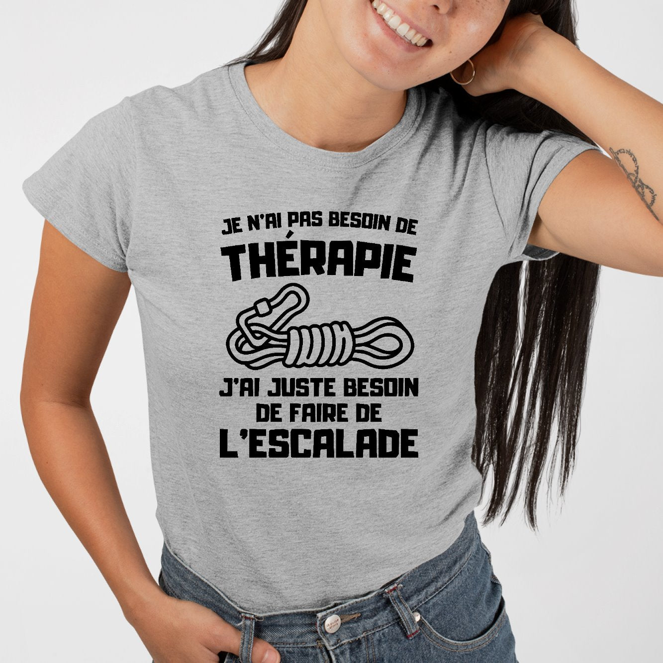 T-Shirt Femme Je n'ai pas besoin de thérapie juste d'escalade Gris