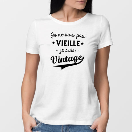 T-Shirt Femme Je ne suis pas vieille je suis vintage Blanc