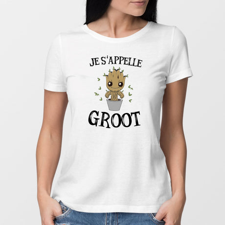 T-Shirt Femme Je s'appelle Groot Blanc