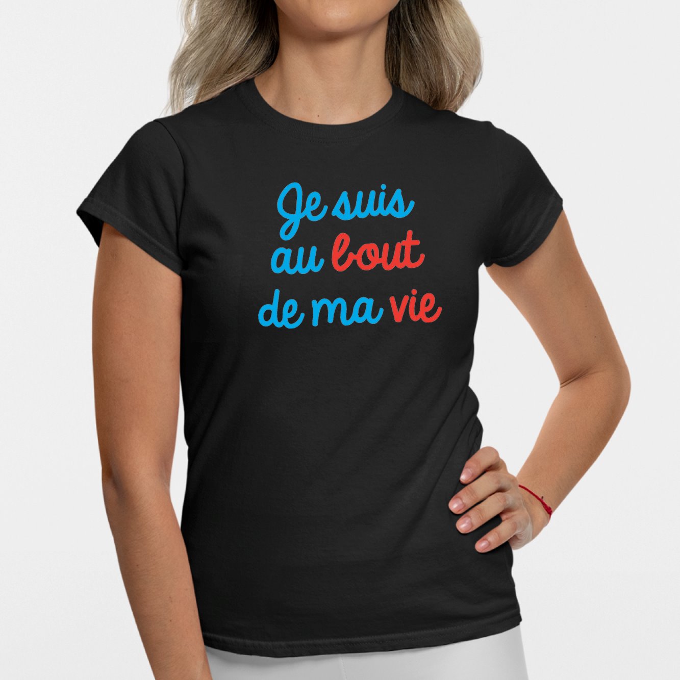 T-Shirt Femme Je suis au bout de ma vie Noir