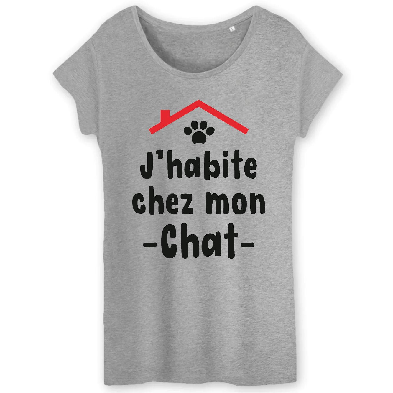 T-Shirt Femme J'habite chez mon chat 