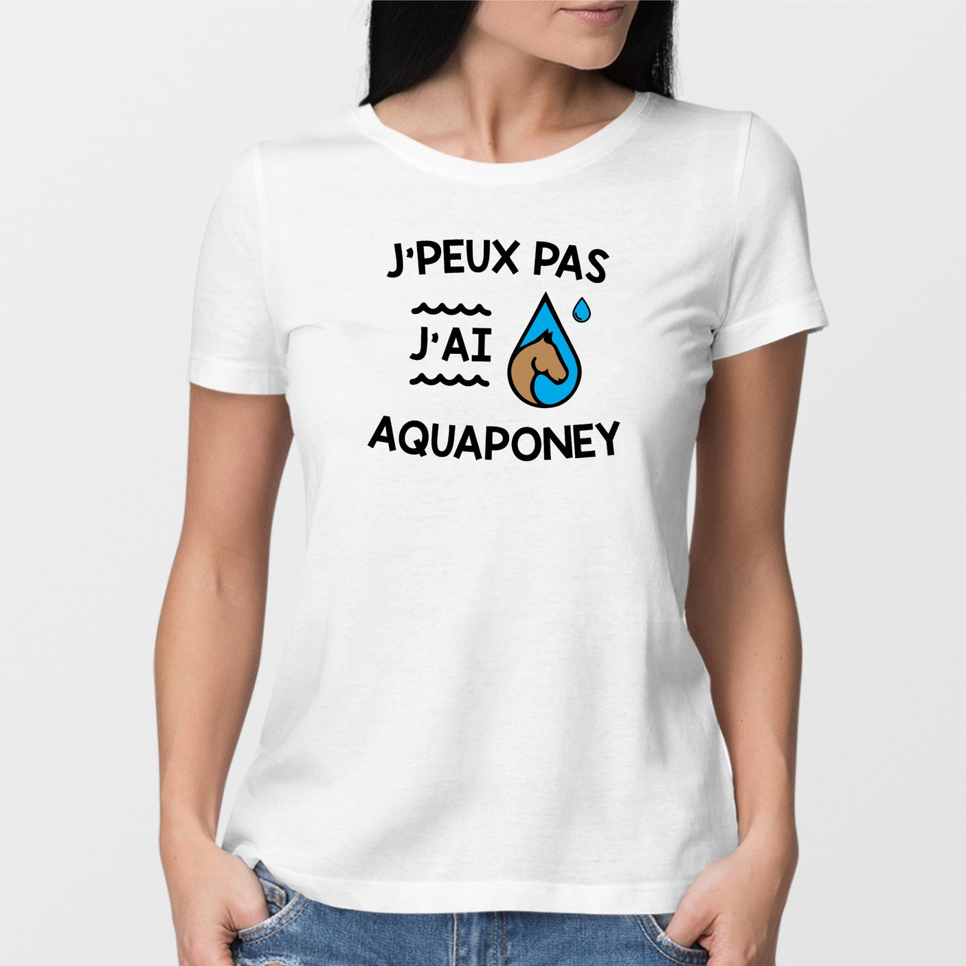 T-Shirt Femme J'peux pas j'ai aquaponey Blanc