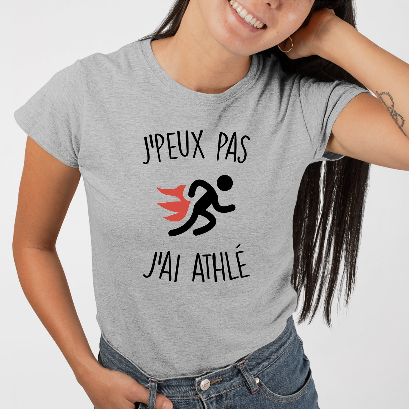 T-Shirt Femme J'peux pas j'ai athlé Gris