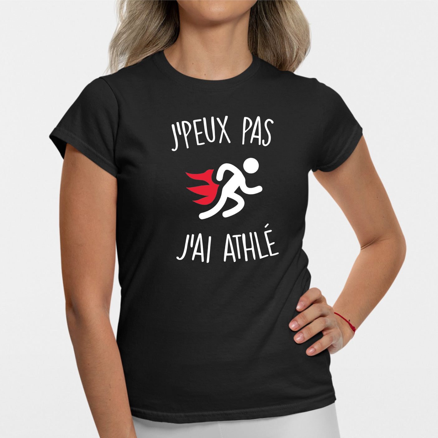 T-Shirt Femme J'peux pas j'ai athlé Noir