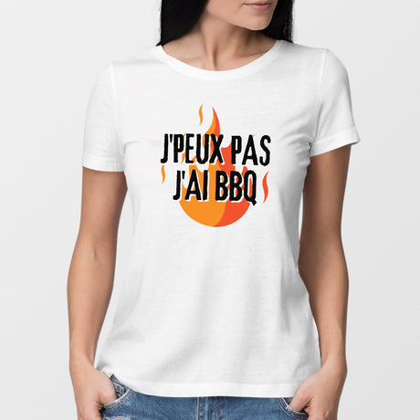 T-Shirt Femme J'peux pas j'ai barbecue Blanc