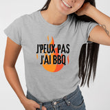 T-Shirt Femme J'peux pas j'ai barbecue Gris