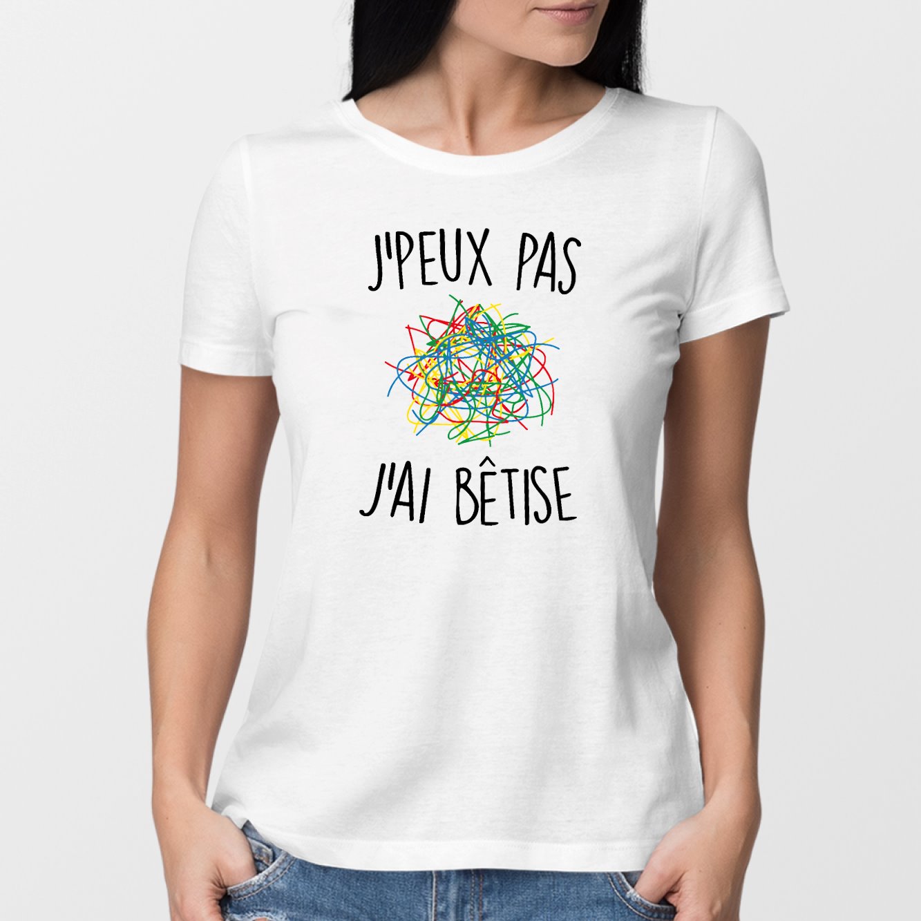 T-Shirt Femme J'peux pas j'ai bêtise Blanc