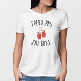 T-Shirt Femme J'peux pas j'ai boxe Blanc