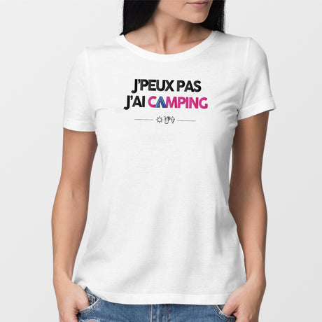 T-Shirt Femme J'peux pas j'ai camping Blanc