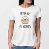 T-Shirt Femme J'peux pas j'ai champignons Blanc