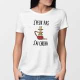 T-Shirt Femme J'peux pas j'ai chicha Blanc