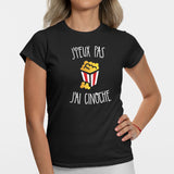 T-Shirt Femme J'peux pas j'ai cinoche Noir