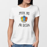 T-Shirt Femme J'peux pas j'ai dessin Blanc