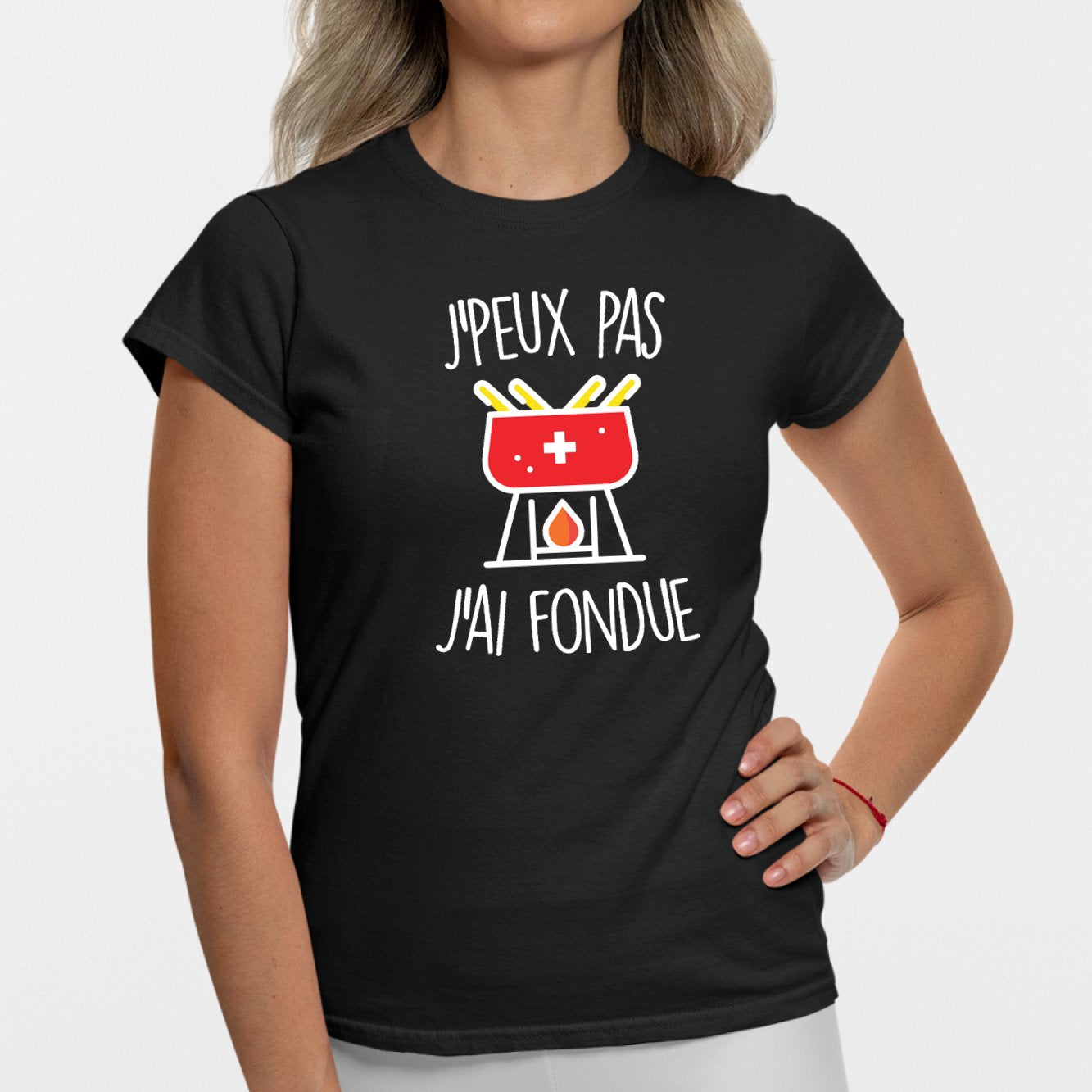 T-Shirt Femme J'peux pas j'ai fondue Noir