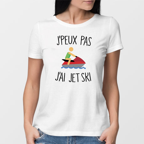 T-Shirt Femme J'peux pas j'ai jet ski Blanc