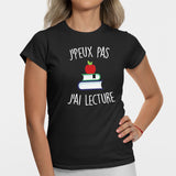 T-Shirt Femme J'peux pas j'ai lecture Noir