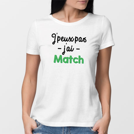 T-Shirt Femme J'peux pas j'ai match Blanc